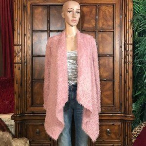 NWOT Eyelash Faux Fur Blush Waterfall Cardigan